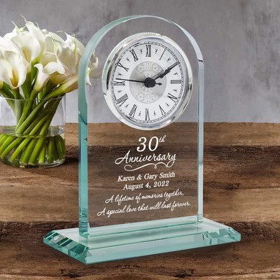 Personalized 30th Wedding Anniversary Jade Glass Clock