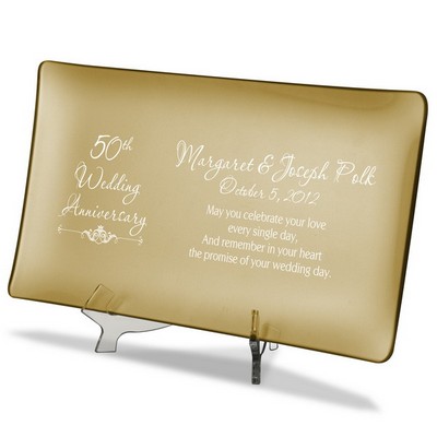 50th Wedding Anniversary Personalized Gold Glass Tray