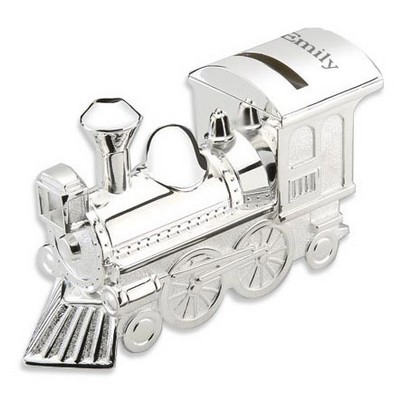 Personalized Silver Train Bank for Baby