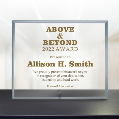Above & Beyond Personalized 8"X10" Jade Glass Award Plaque