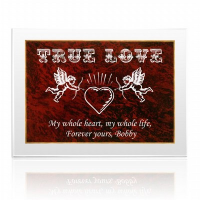 Romantic Cupid and Heart Plaque in Acrylic and Red Marble Finish
