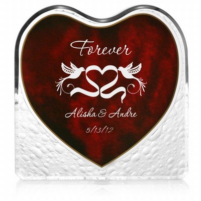 Lovebirds Acrylic Heart with Inlaid Rosewood Finish