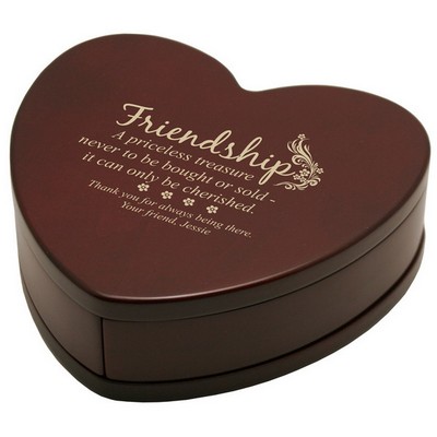 Solid Rosewood Heart of Friendship Keepsake Box