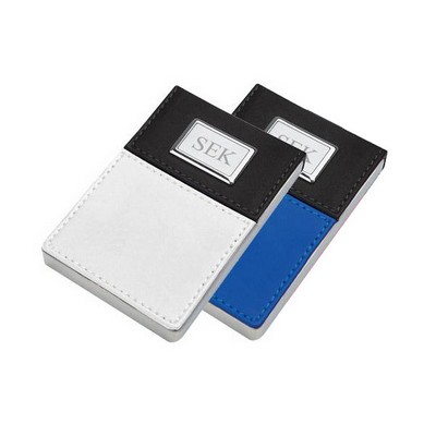 Personalized Faux Leather Business Card Holder in Blue or White
