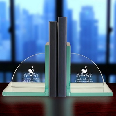 Personalized Jade Glass Teacher Bookends
