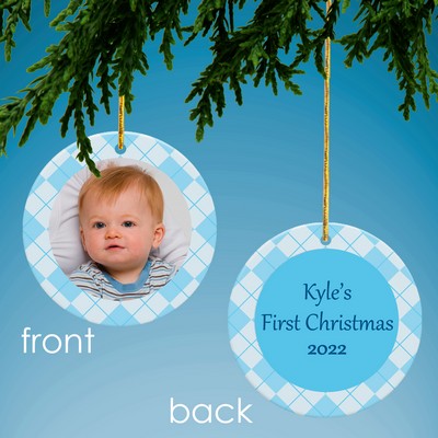 Baby Blue Personalized Photo Ornament