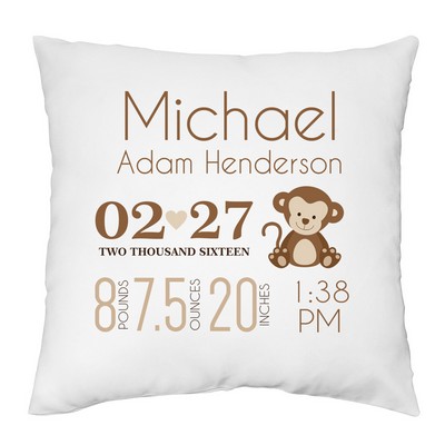 Baby Boy Birth Announcement Personalized Pillow Case