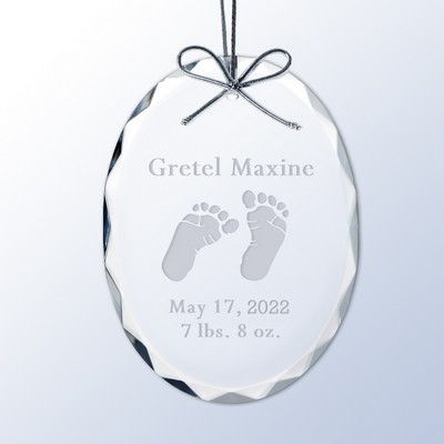 Baby Feet Personalized Crystal Ornament