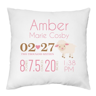 Baby Girl Birth Announcement Personalized Pillow Case
