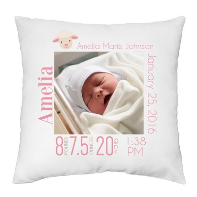 Baby Girl Personalized Photo Keepsake Pillow Case