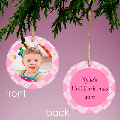 Baby Pink Personalized Photo Ornament