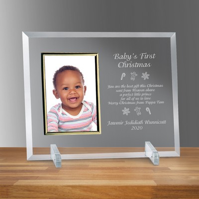 Babys First Christmas Glass Vertical 4" X 6" Personalized Photo Frame