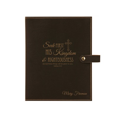 Black Leatherette Personalized Bible Book Cover with Snap Closure