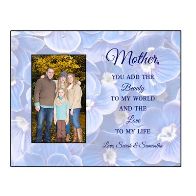 Blue Floral Personalized 4x6 Photo Frame for Mothers