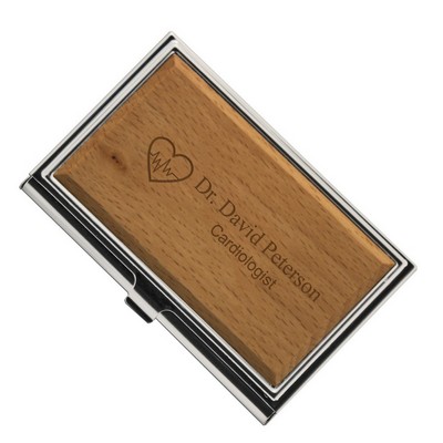 Cardiologists Personalized Wooden Business Card Holder