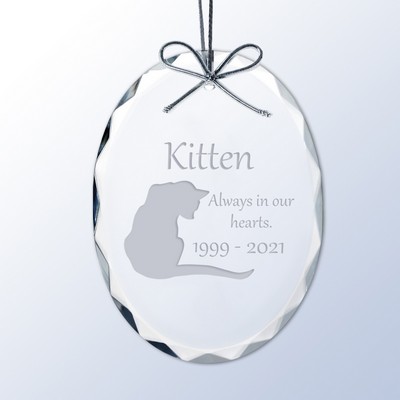 Cat Memorial Personalized Crystal Christmas Ornament