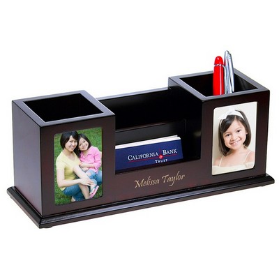 Multi-Function Desk Organizer with Twin Photo Frames