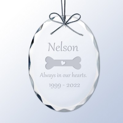 Dog Memorial Personalized Crystal Christmas Ornament