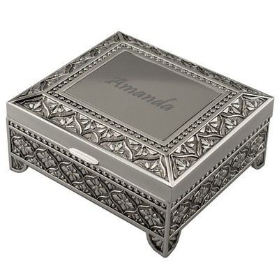 Pewter engraved trinket box personalised gift customised jewellery box engraved gift for her gift for women metal storage box round box