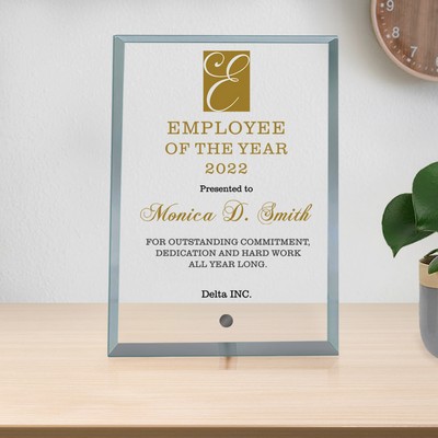 Employee of the Year Jade Glass Award Plaque