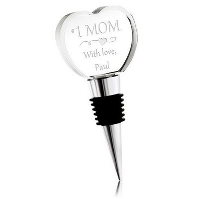 Engraved Crystal Heart Wine Stopper for Mom