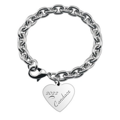 Engraved Heart Charm Bracelet for Graduates