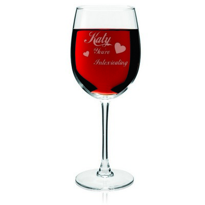 Engraved Hearts Wine Glass