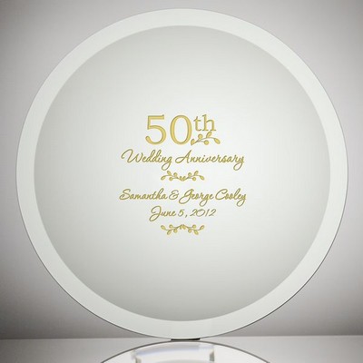 Etched Glass 50th Wedding Anniversary Plate