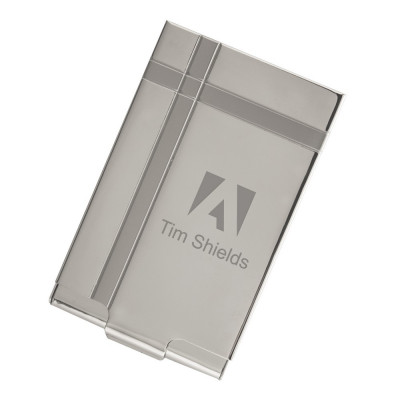 Personalised Flip Top Stainless Steel Executive Business Card Holder Engraved 