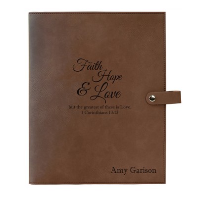 Faith Hope Love Dark Brown Leatherette Personalized Bible Book Cover