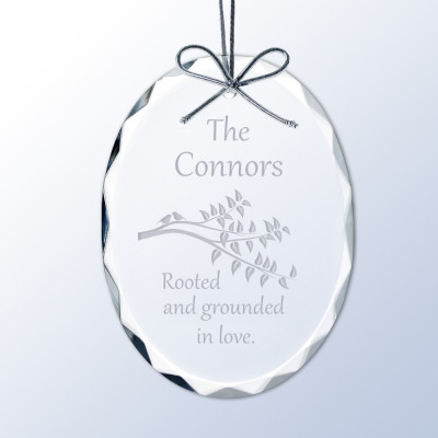 Family Roots Personalized Crystal Christmas Ornament