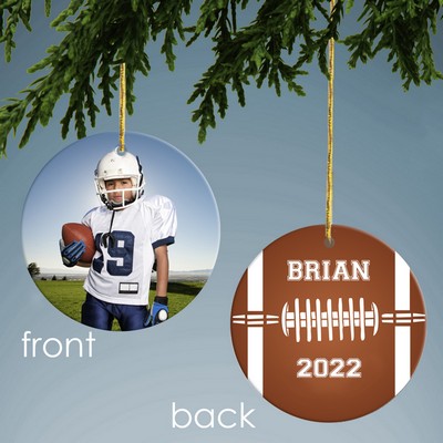 Football Design Personalized Ceramic Christmas Ornament