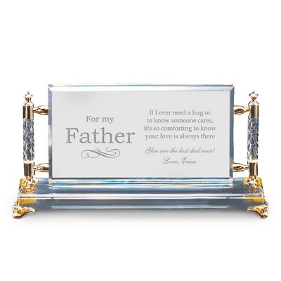 For My Father Personalized Crystal Gold Plaque