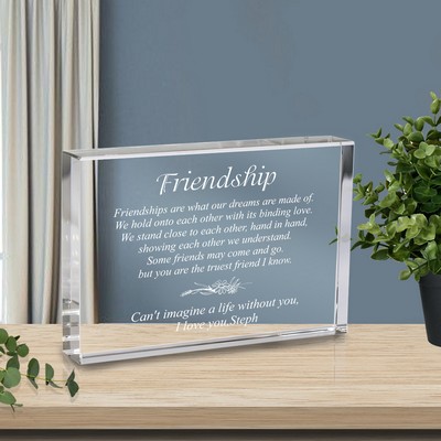 Friendship Plaque on a  Crystal Plaque