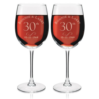 Personalized Anniversary Wine Glass Set