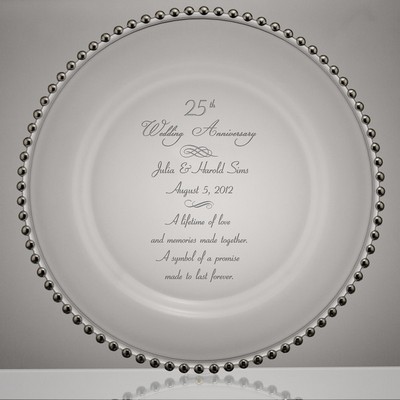 Silver Point 25th Wedding Anniversary Glass Plate