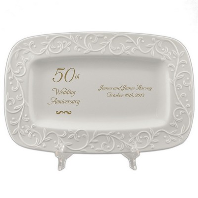 50th Golden Wedding Anniversary Lenox Carved Tray