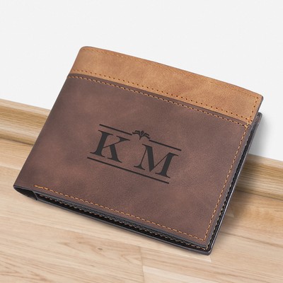 Handsome Brown Leatherette Wallet Personalized for Him
