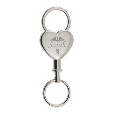 Heart Shape Detachable Key Chain with Caduceus - ON CLEARANCE WHILE SUPPLIES LASTS