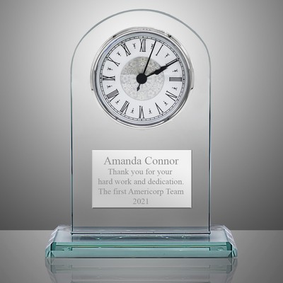 Jade Glass Personalized Desk Clock