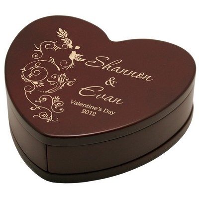 Solid Rosewood Personalized Valentines Day Heart Keepsake Box