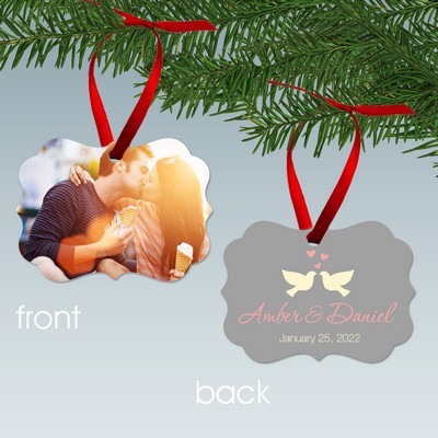 Kissing Doves Personalized Couples Photo Ornament