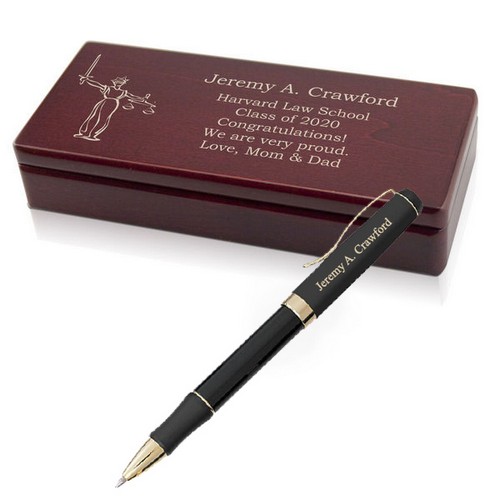 Lady of Justice Personalized Pen in a Rosewood Box
