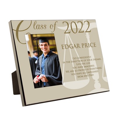 Law School Graduation Personalized 4x6 Picture Frame with Scales of Justice