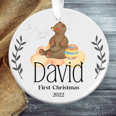 Little Bear Baby First Christmas Ornament, Personalized Baby Ornament Gifts