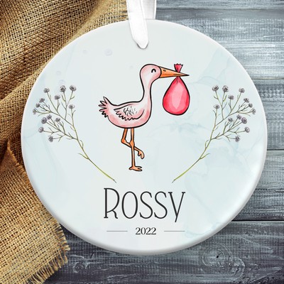 Little Stork Baby Christmas Ornament, Baby Shower Gift, Personalized New Baby Gift