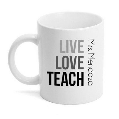 Live Love Teach Personalized Grey Ceramic Mug