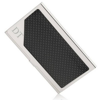 Polished Chrome and Carbon Fiber Finish Business Card Case