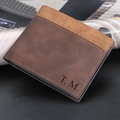 Personalized Men's Brown Leatherette Wallet For Him