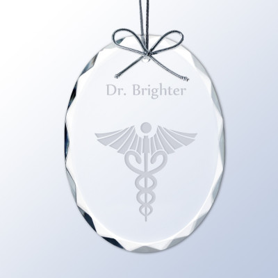 Medical Caduceus Personalized Crystal Ornament